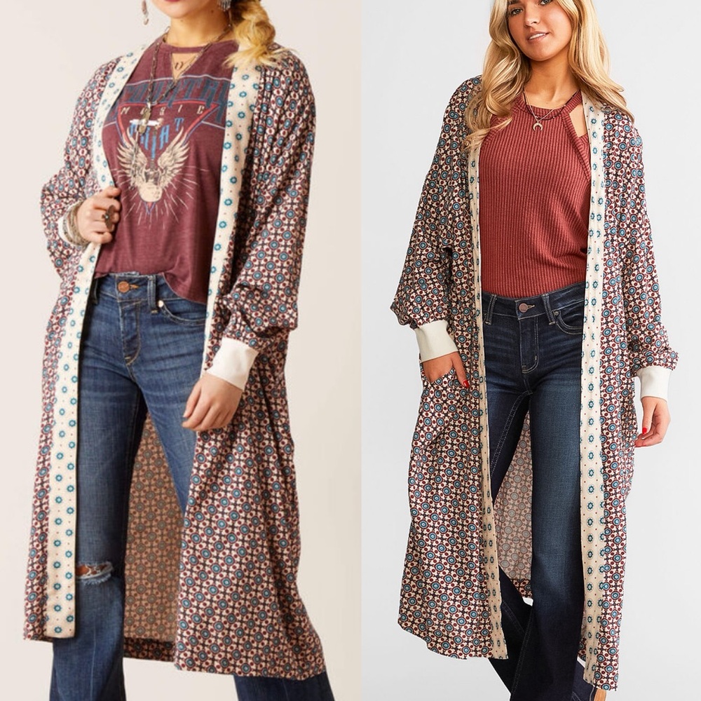 ARIAT KIMONO. SIZE S-M WESTERN RETRO BOHO LIGHTWEIGHT LAYERING OPEN DUSTER.